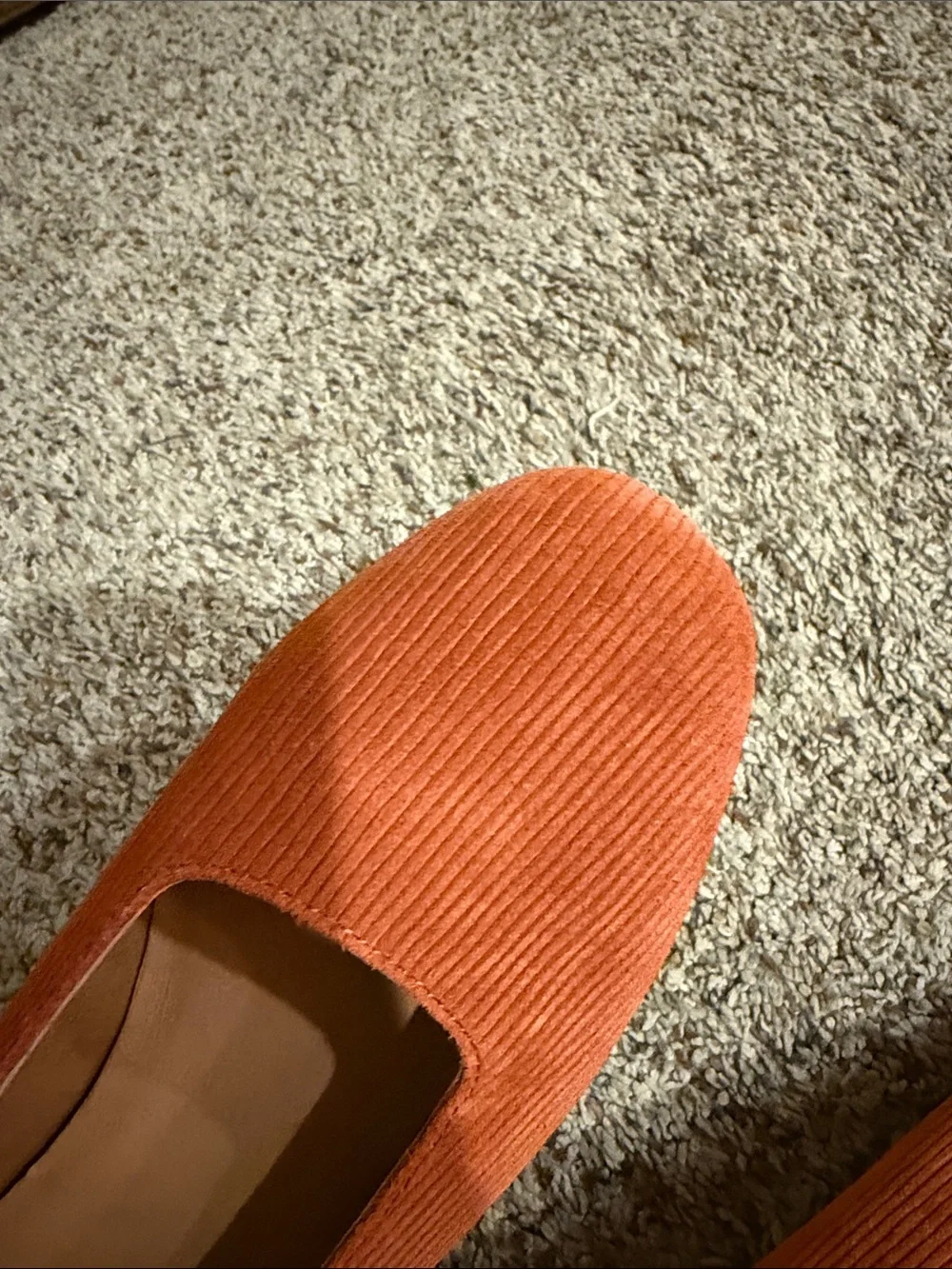 Madewell Orange leather Corduroy Low Block Heel Pumps Size 8